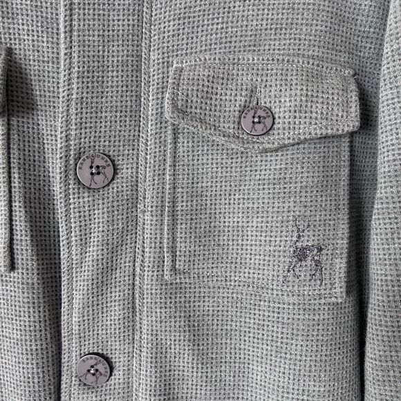Kane & Unke Gray Waffle Knit Jacket Pockets Lined Zip Button Up Size Large Men’s - Picture 5 of 6